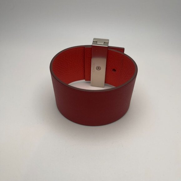 Hermès Authentic Illusion Red Leather Bracelet w/ Palladium Plating - Preowned - Picture 8 of 12